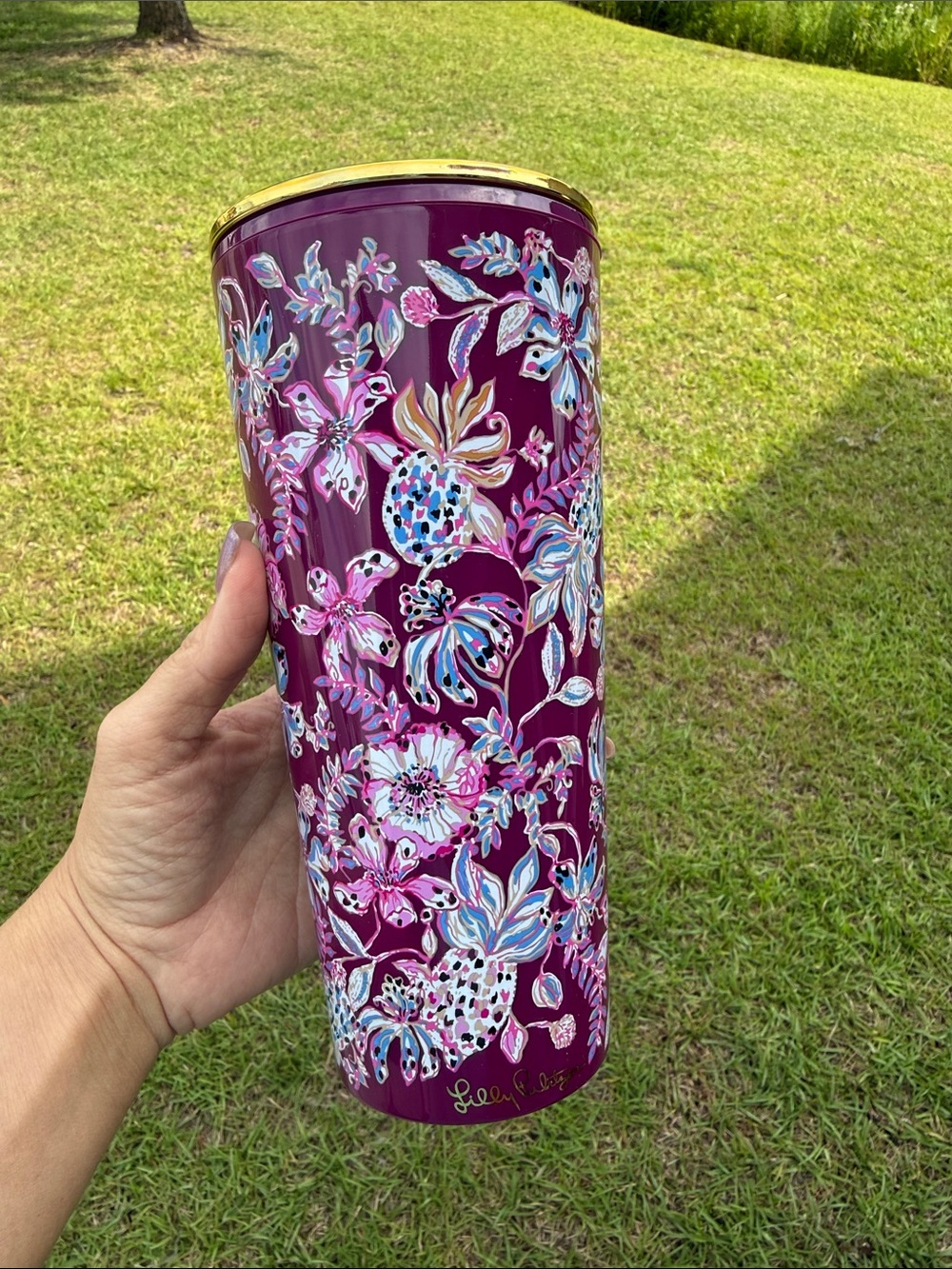 Lilly Pulitzer Travel Tumbler Amarena Cherry Tropical with a Twist
